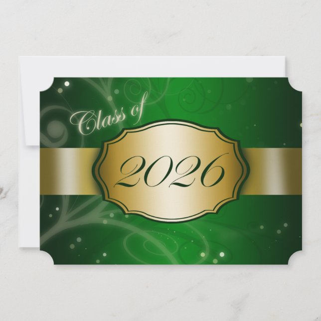 Green and Gold 2026 Examen Inbjudningar (Framsida)