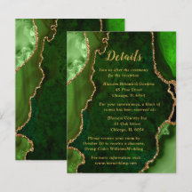 Green and Gold Agate Wedding Details