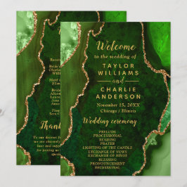 Green and Gold Agate Wedding Program