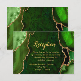 Green and Gold Agate Wedding Reception Tilläggskort