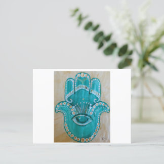 Green and Gold Hamsa Vykort