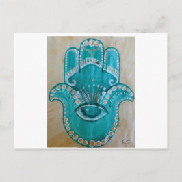 Green and Gold Hamsa Vykort