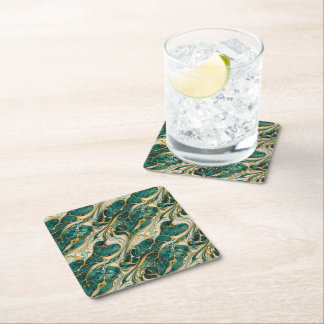 Green and gold marble design coasters underlägg papper kvadrat
