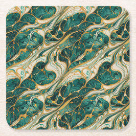 Green and gold marble design coasters underlägg papper kvadrat