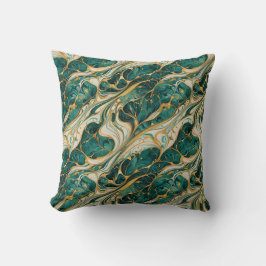 Green and Gold Marble Throw Pillow Kudde