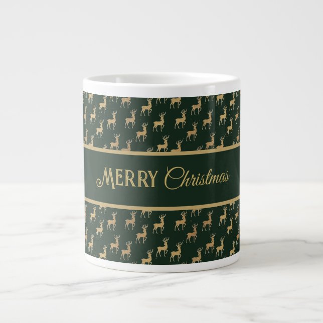 Green and Gold Reindeer Holiday Jumbo Mugg (Framsidan)