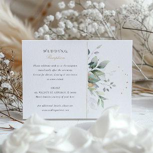 Green and Gold Watercolor Wedding Reception Card Tilläggskort