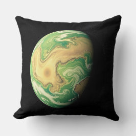 Green and Golden Brown Planet Kudde