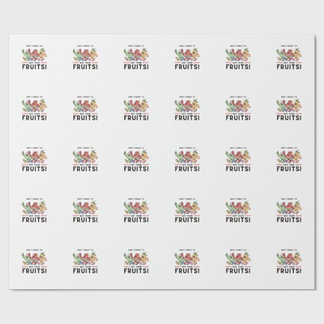 Green and Orange Groovy Fruits Wrapping Paper Presentpapper (Platt)