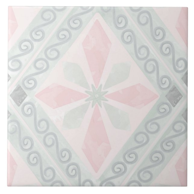 Green and pink pastel diamond pattern kakelplatta (Framsidan)