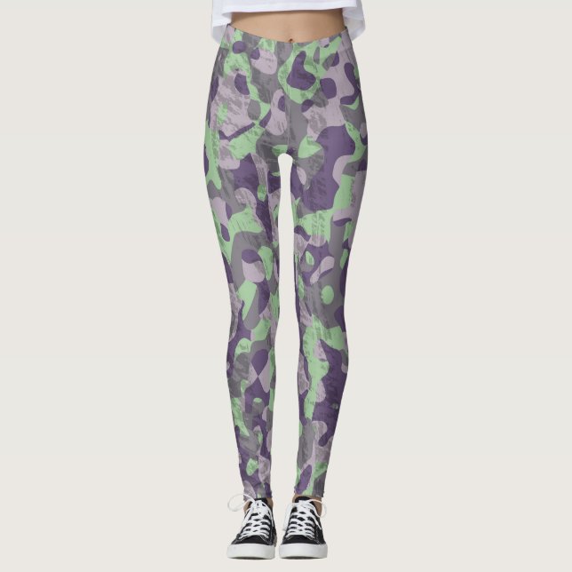 green and purple camo abstract leggings (Framsida)