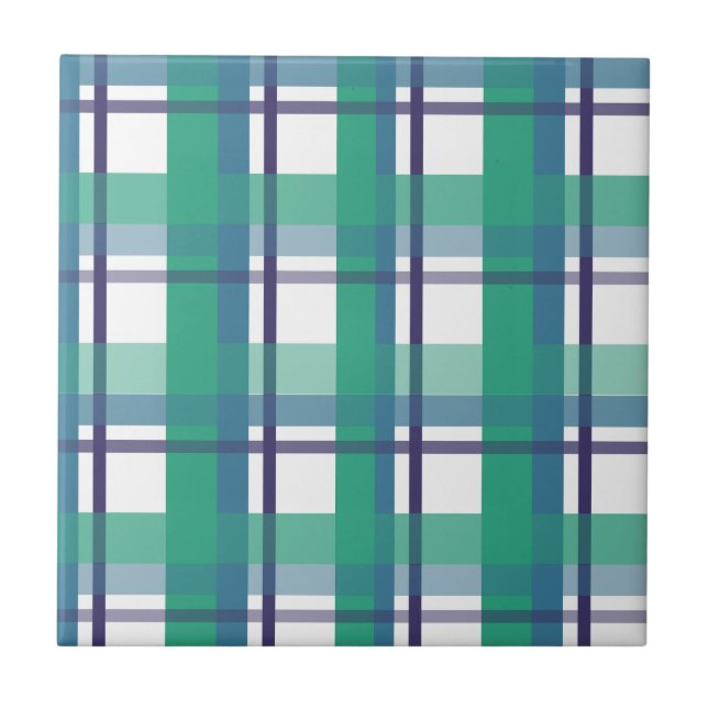 Green And Purple Tartan Pattern Kakelplatta (Framsidan)
