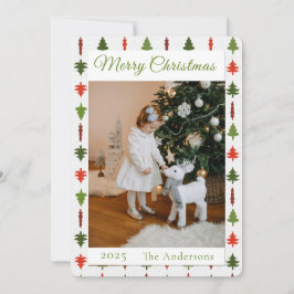 Green and Red Christmas Tree Photo Julkort