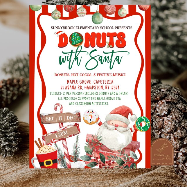 Green and Red Donuts with Santa Inbjudningar (Skapare uppladdad)