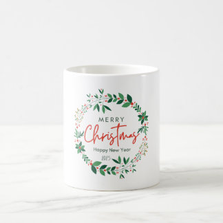Green and Red Floral Illustration Christmas Mug Kaffemugg