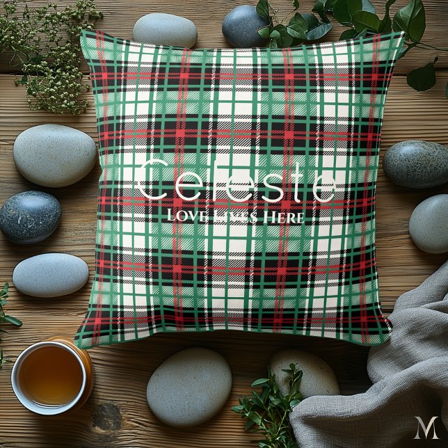 Green and Red Plaid | Custom Tartan Cozy Home  Kudde (Skapare uppladdad)