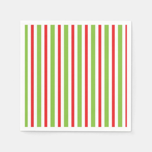 Green and Red Stripes Napkin Christmas Stripped Pappersservett (Framsidan)