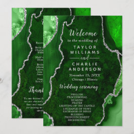 Green and Silver Agate Wedding Program
