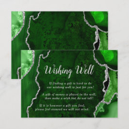 Green and Silver Agate Wedding Wishing Well Tilläggskort