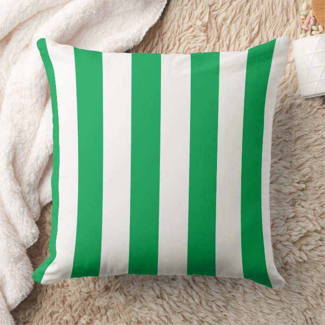 Green and White Cabana Stripes  Kudde (Filt)