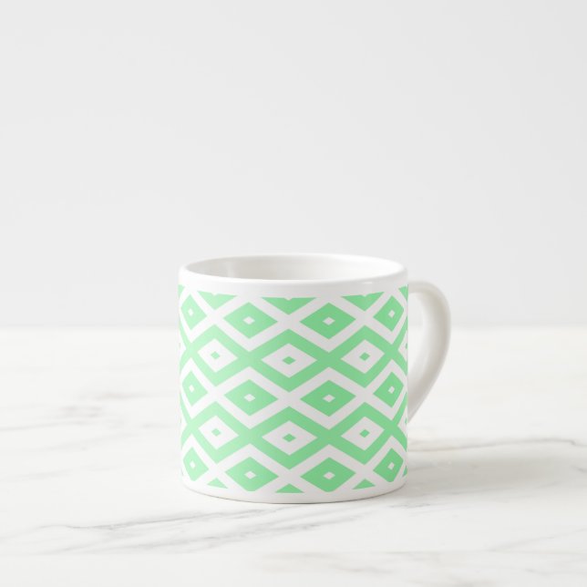 Green and white diamond pattern espressomugg (Framsida höger)