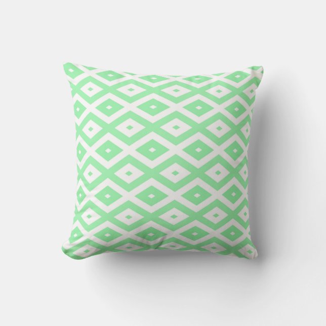 Green and white diamond pattern kudde (Framsida)