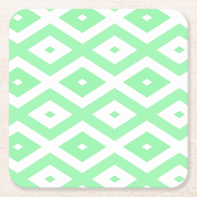 Green and white diamond pattern underlägg papper kvadrat (Framsidan)