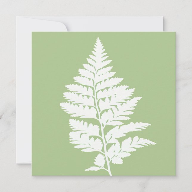Green and White Fern Greeting Card Kort (Framsida)