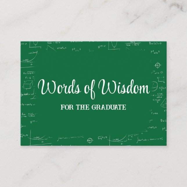 Green and White Graduate Words of Wisdom Advice Tilläggskort (Framsida)