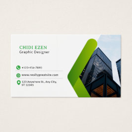 Green and White Minimalist Modern Business Card Visitkort