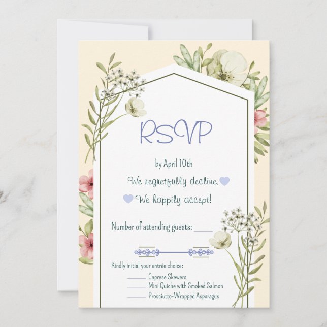 Green And White Wildflowers Geometric RSVP Card Inbjudningar (Framsida)