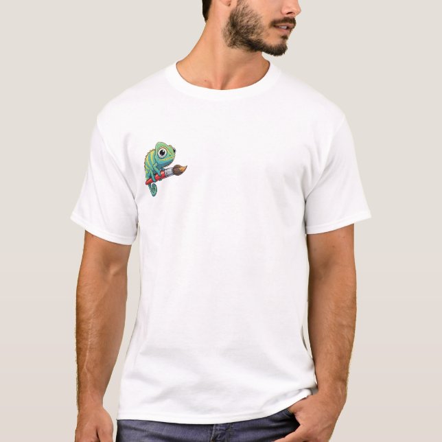 Green and Yellow Chameleon Artist T Shirt (Framsida)