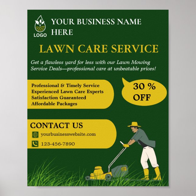 Green and Yellow  Lawn Care  Poster (Framsidan)