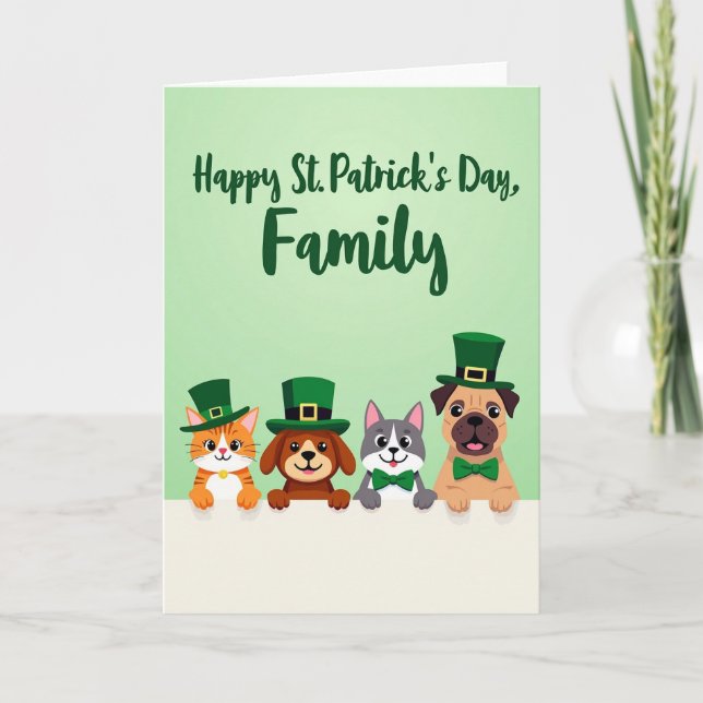 Green Animal Friends Holiday Card Kort (Framsida)