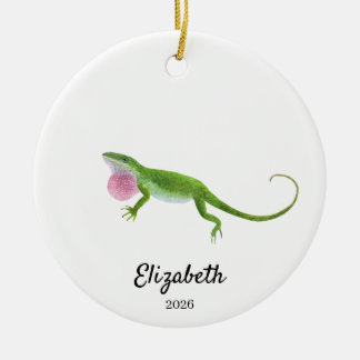 Green Anole Ornament,Custom Christmas Keepsake Julgransprydnad Keramik