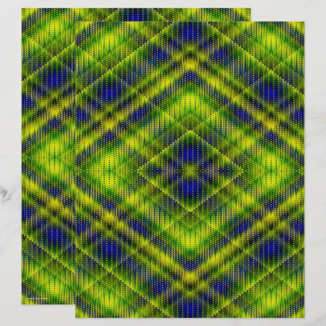 Green Argyle Scrapbook Paper 2-Sided Page (Fram/baksida)