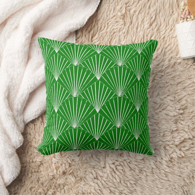 Green Art Deco Design Kudde (Filt)