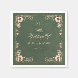 Green Art Nouveau Enchanted Wedding Napkins Pappersservett