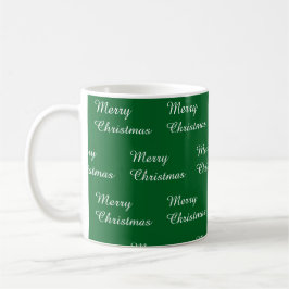 Green background with Merry Christmas repeated  Kaffemugg