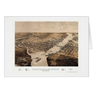 Green Bay panorama- karta för WI - 1867 Hälsningskort