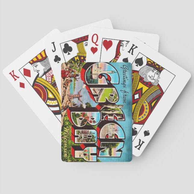 Green Bay WI Postcard Playing Cards Casinokort (Baksidan)