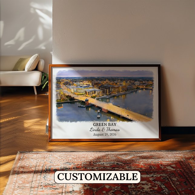 Green Bay Wisconsin Affisch, Akvarell, Anpassad Poster (Skapare uppladdad)