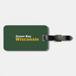 Green Bayen Wisconsin bagagemärkre med läder Bagagebricka