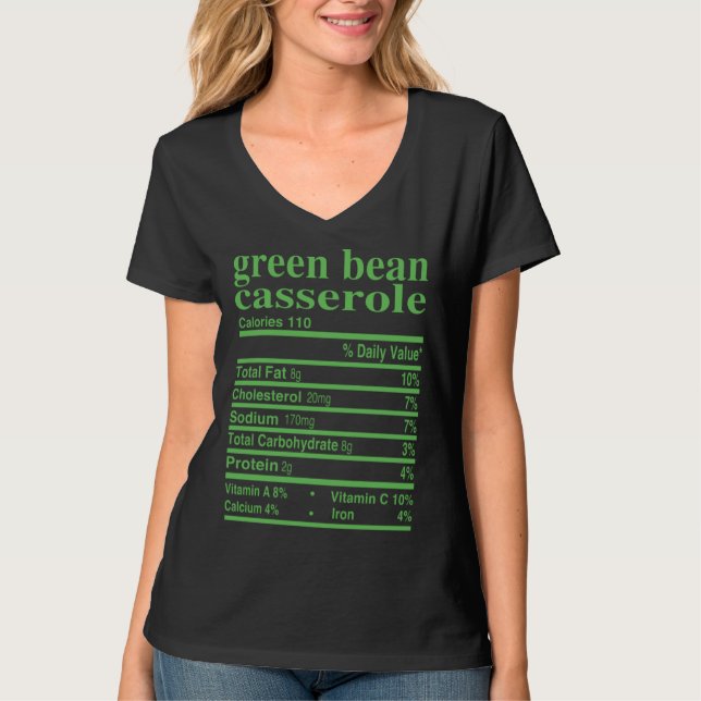 Green Bean Casserole Costume Thanksgiving Nutritio T Shirt (Framsida)