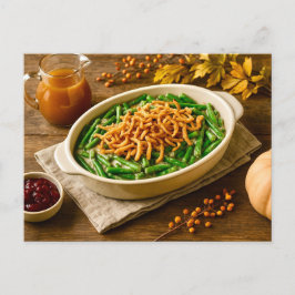 Green Bean Casserole Thanksgiving Postcard Helg Vykort