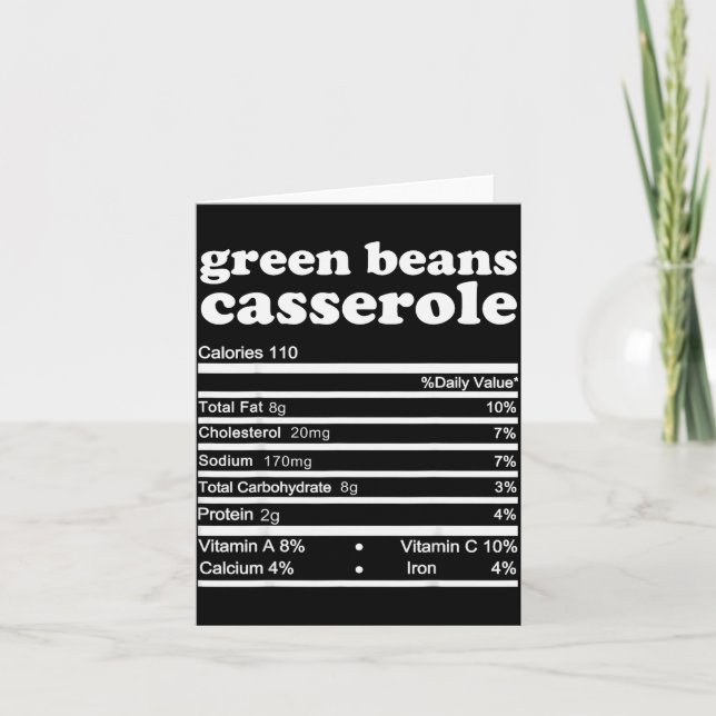 Green Bean Cerole Nutrition Facts Thanksgiving Nut Kort (Framsida)