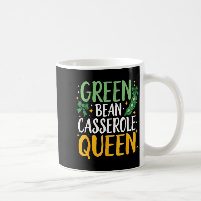 Green Bean Cerole Queen Kitchen Funny Thanksgiving Kaffemugg (Höger)