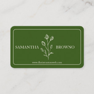 Green Beige Framed Flower Visitkort