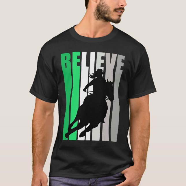 Green Believe Cowgirl Motivational Inspiring Farm  T Shirt (Framsida)