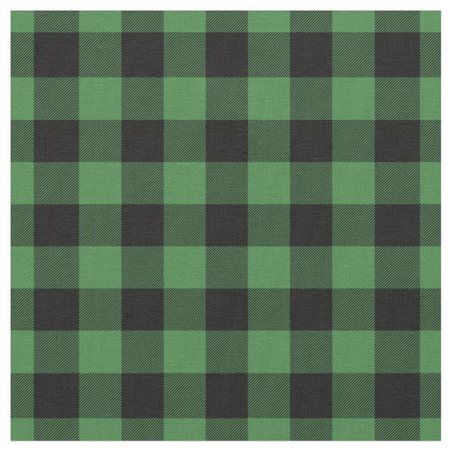 Green & Black Gingham Plaid Tyg (Närbild)